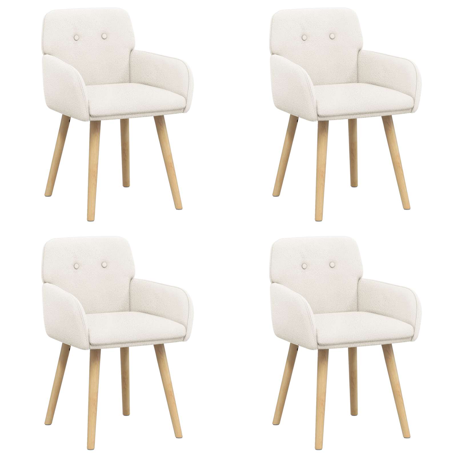 Eettafelstoelen 4 pcs Bouclé Crèmekleurig 59 x 57 x 85 cm is nu te koop bij PeponiXL, paradijselijk wonen!