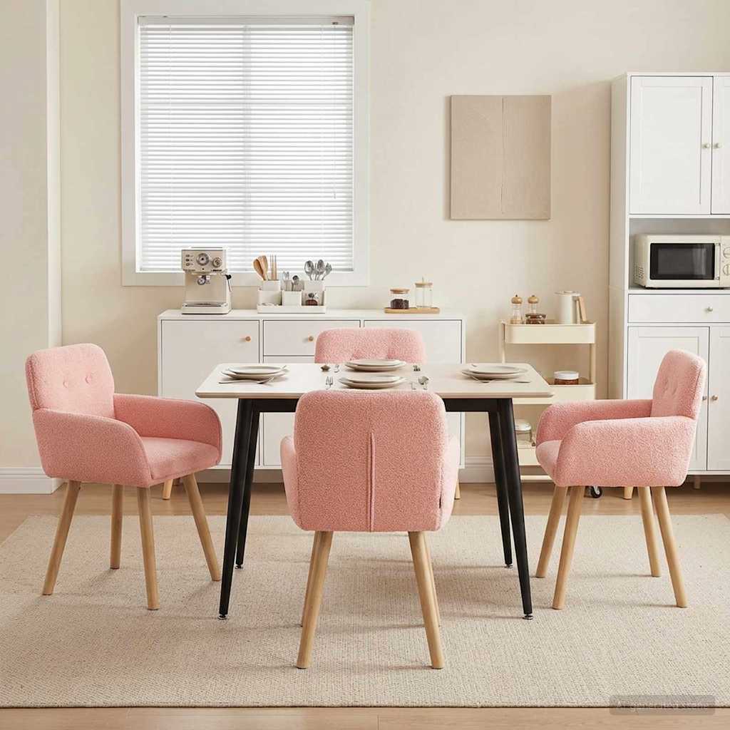 Eettafelstoelen 4 pcs Bouclé Roze 59 x 57 x 85 cm is nu te koop bij PeponiXL, paradijselijk wonen!