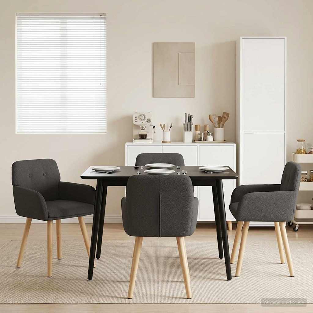 Eettafelstoelen 4 pcs Bouclé Donkergrijs 59 x 57 x 85 cm is nu te koop bij PeponiXL, paradijselijk wonen!