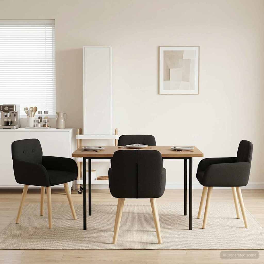 Eettafelstoelen 4 pcs Bouclé Zwart 59 x 57 x 85 cm is nu te koop bij PeponiXL, paradijselijk wonen!