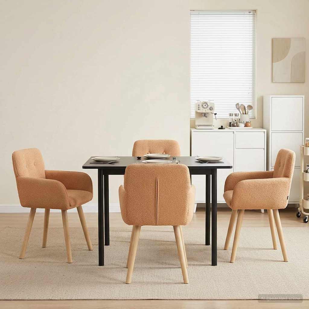 Eettafelstoelen 4 pcs Bouclé Beige 59 x 57 x 85 cm is nu te koop bij PeponiXL, paradijselijk wonen!