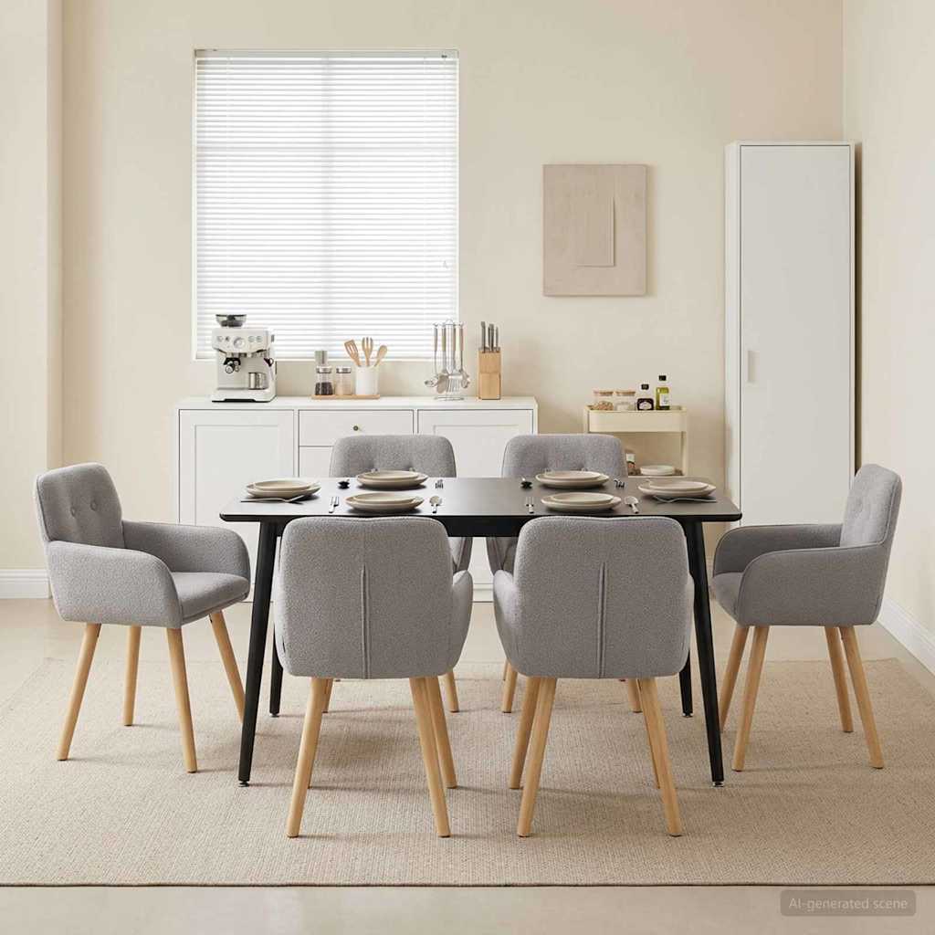 Eettafelstoelen 6 pcs Bouclé Lichtgrijs 59 x 57 x 85 cm is nu te koop bij PeponiXL, paradijselijk wonen!