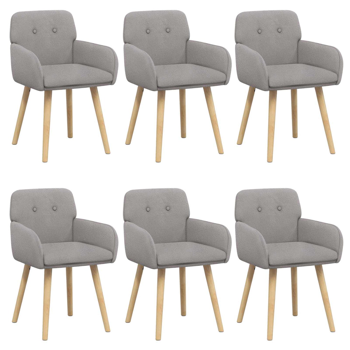 Eettafelstoelen 6 pcs Bouclé Lichtgrijs 59 x 57 x 85 cm is nu te koop bij PeponiXL, paradijselijk wonen!