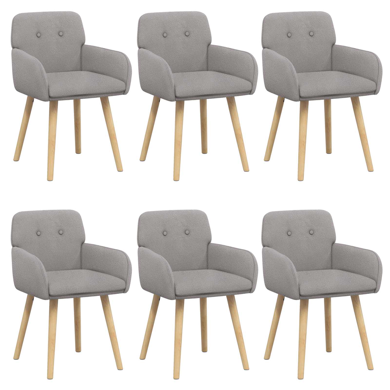 Eettafelstoelen 6 pcs Bouclé Lichtgrijs 59 x 57 x 85 cm is nu te koop bij PeponiXL, paradijselijk wonen!