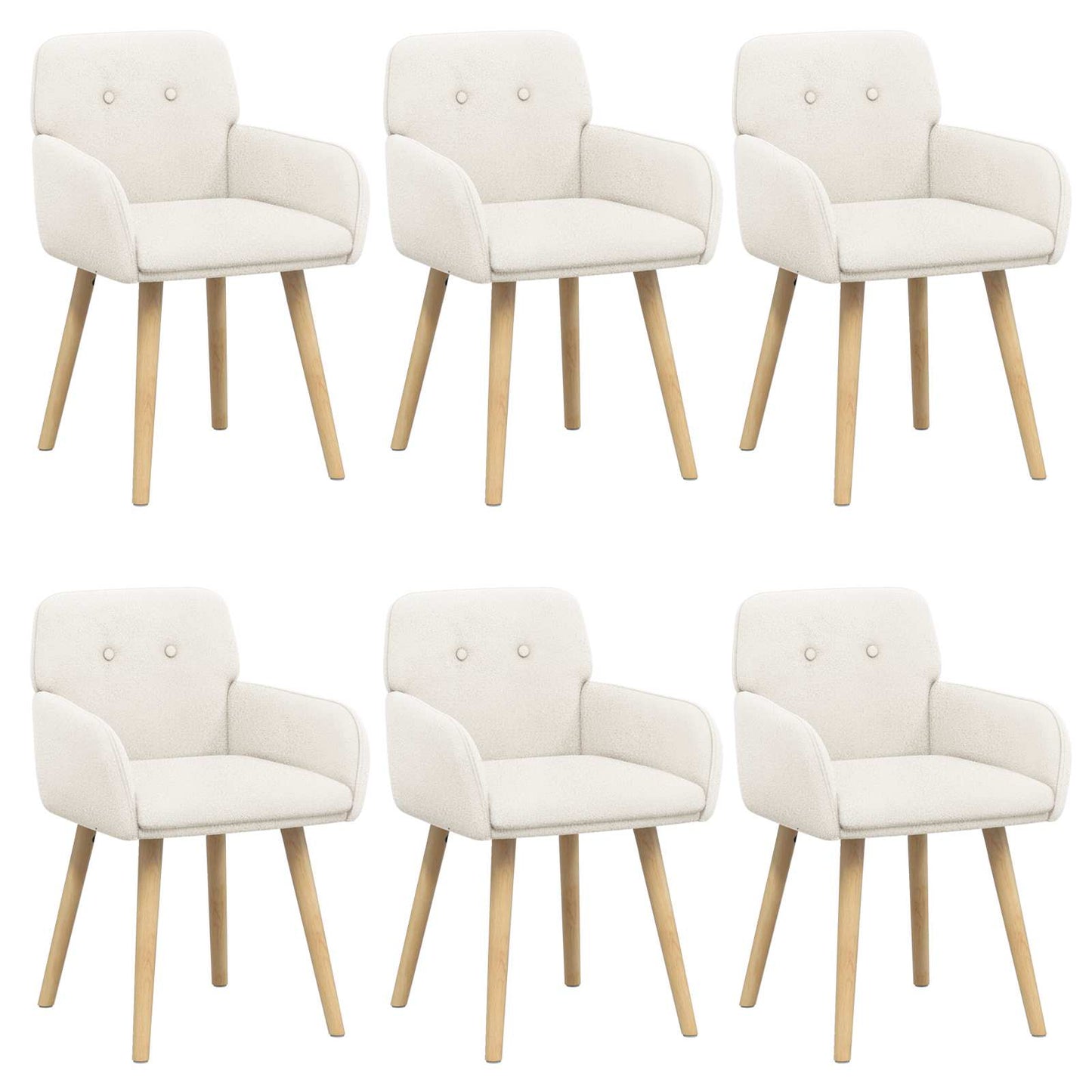 Eettafelstoelen 6 pcs Bouclé Crèmekleurig 59 x 57 x 85 cm is nu te koop bij PeponiXL, paradijselijk wonen!