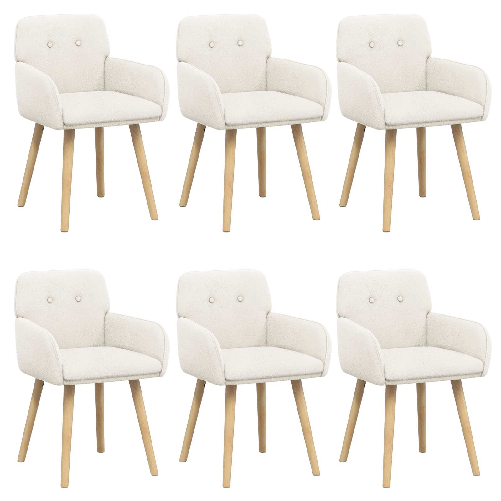 Eettafelstoelen 6 pcs Bouclé Crèmekleurig 59 x 57 x 85 cm is nu te koop bij PeponiXL, paradijselijk wonen!