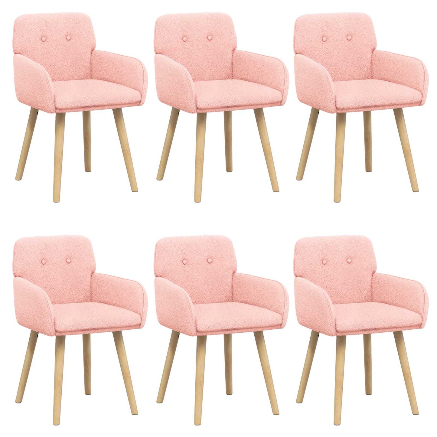 Eettafelstoelen 6 pcs Bouclé Roze 59 x 57 x 85 cm is nu te koop bij PeponiXL, paradijselijk wonen!
