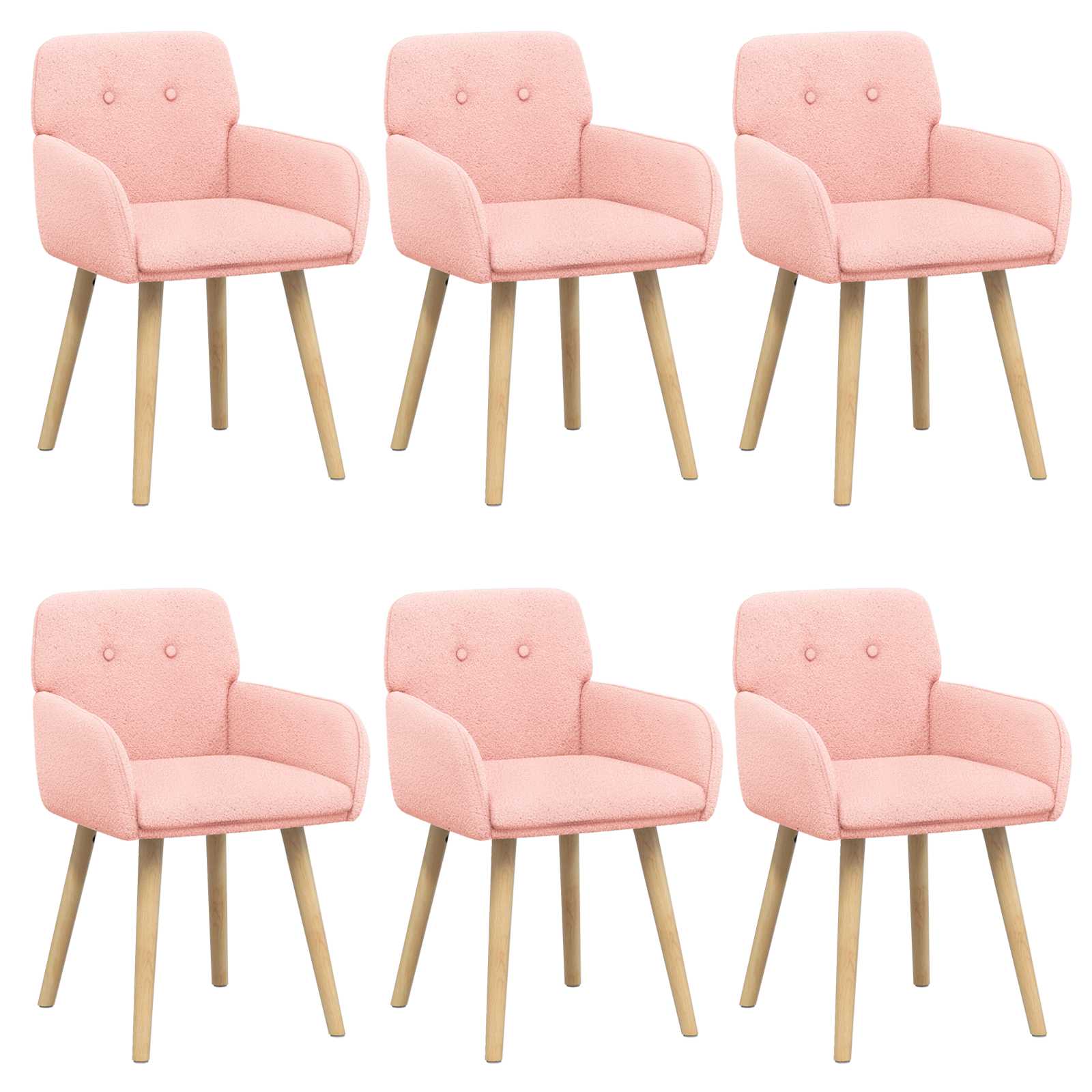 Eettafelstoelen 6 pcs Bouclé Roze 59 x 57 x 85 cm is nu te koop bij PeponiXL, paradijselijk wonen!