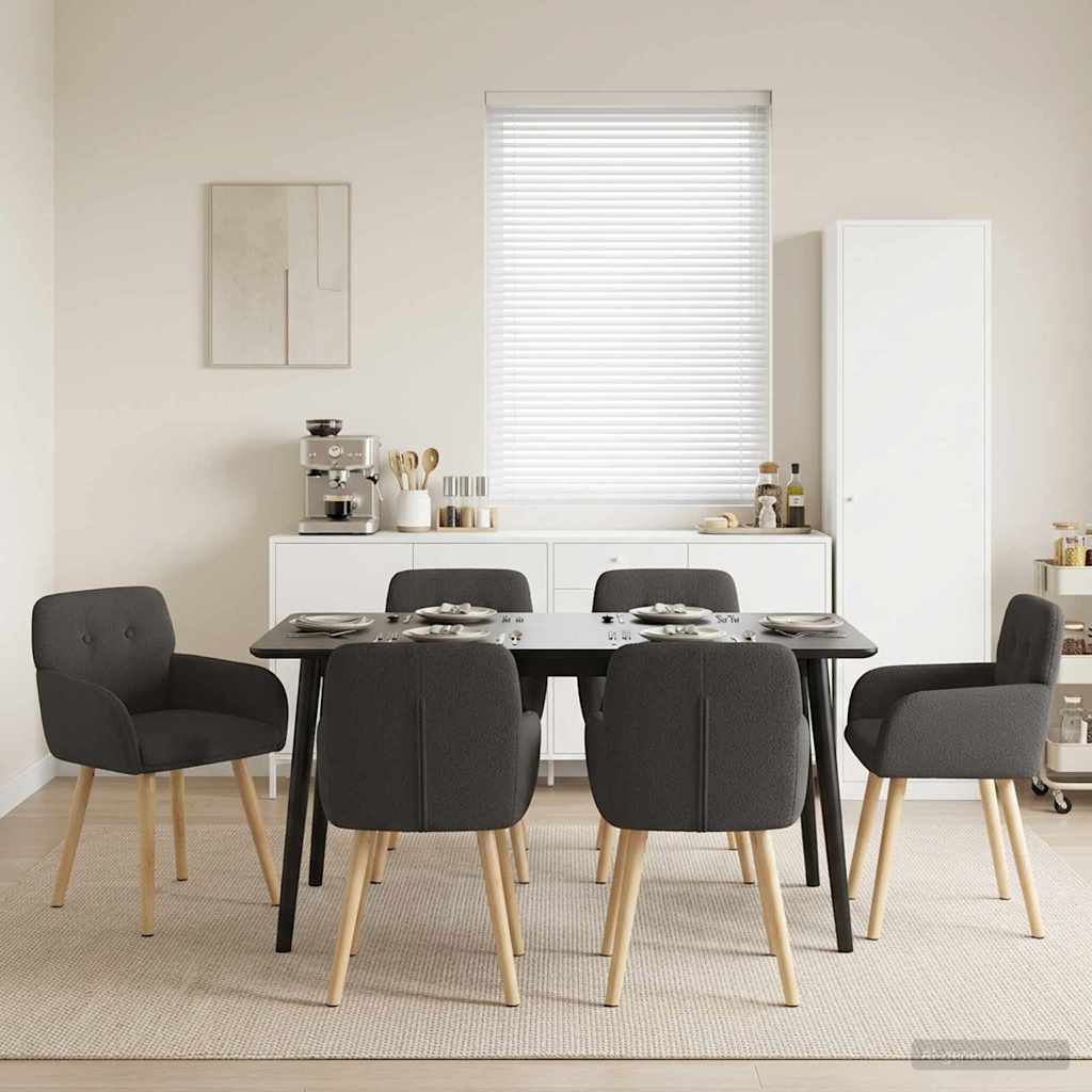 Eettafelstoelen 6 pcs Bouclé Donkergrijs 59 x 57 x 85 cm is nu te koop bij PeponiXL, paradijselijk wonen!