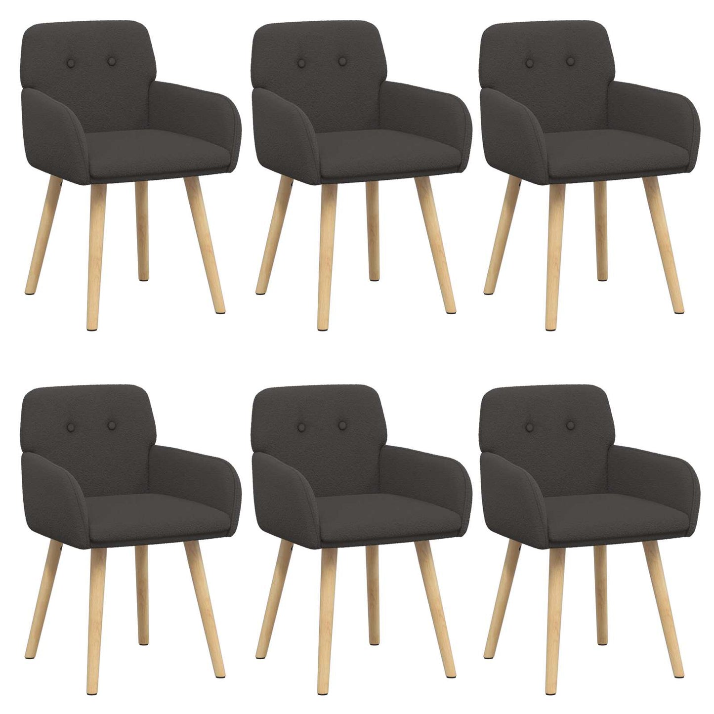 Eettafelstoelen 6 pcs Bouclé Donkergrijs 59 x 57 x 85 cm is nu te koop bij PeponiXL, paradijselijk wonen!