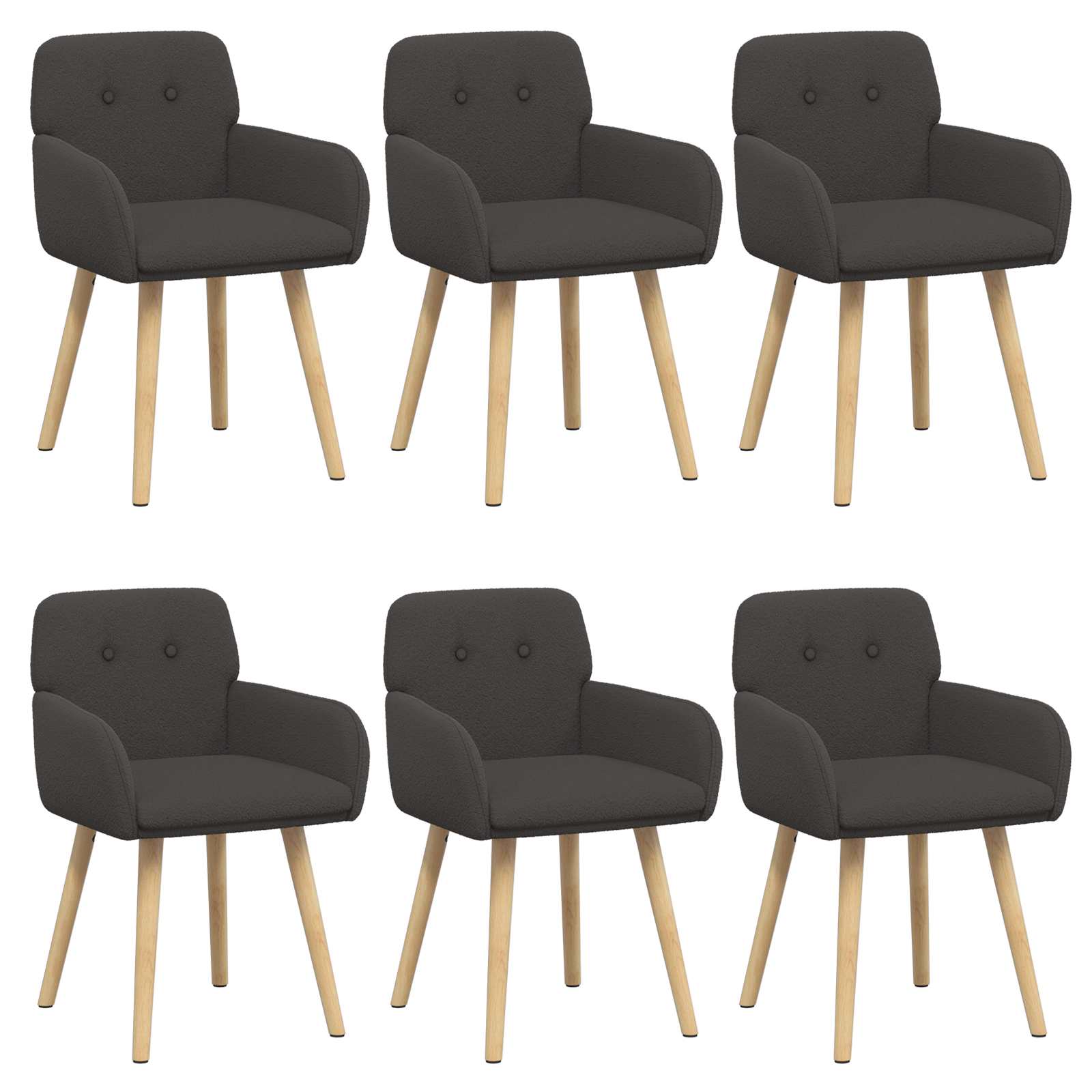Eettafelstoelen 6 pcs Bouclé Donkergrijs 59 x 57 x 85 cm is nu te koop bij PeponiXL, paradijselijk wonen!