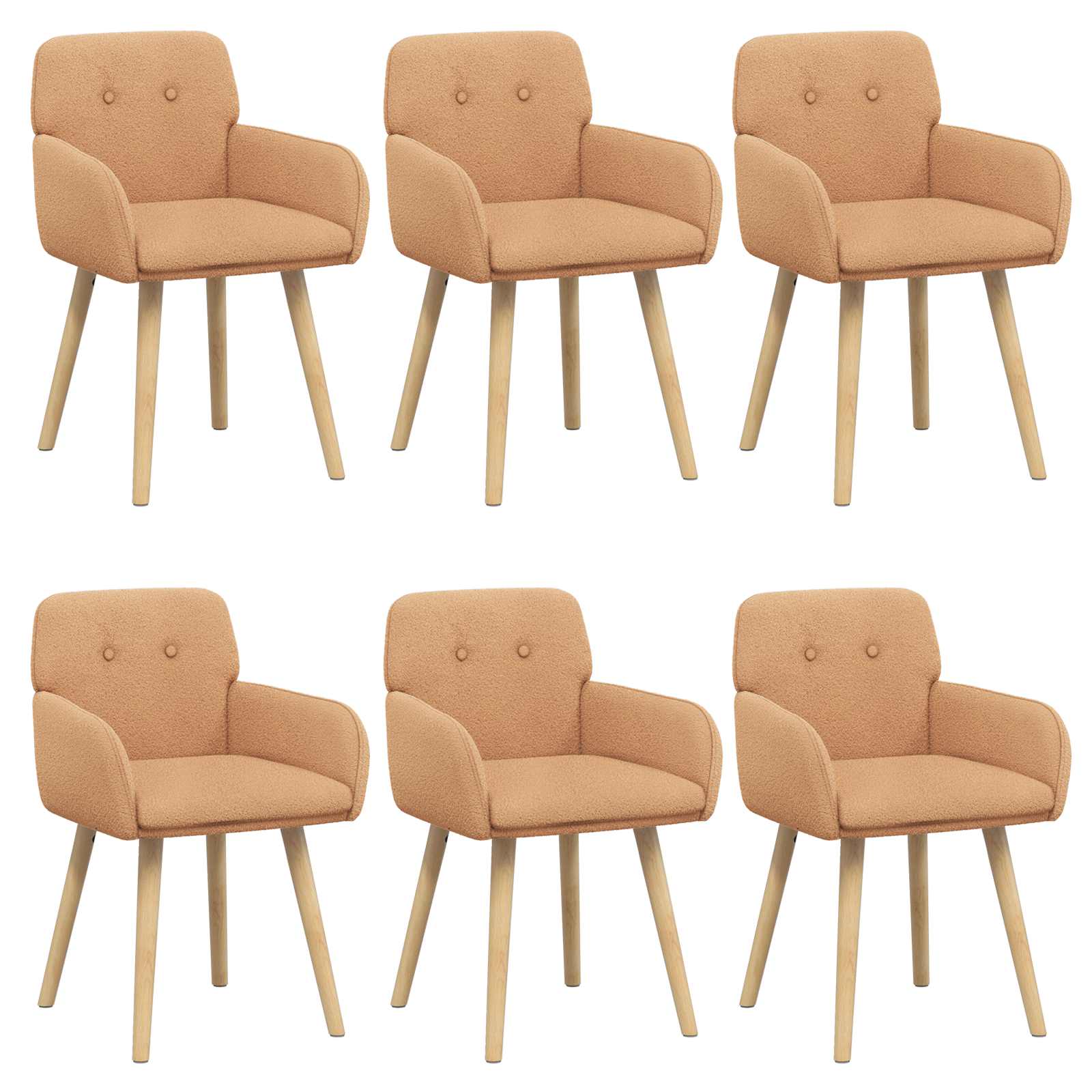 Eettafelstoelen 6 pcs Bouclé Beige 59 x 57 x 85 cm is nu te koop bij PeponiXL, paradijselijk wonen!