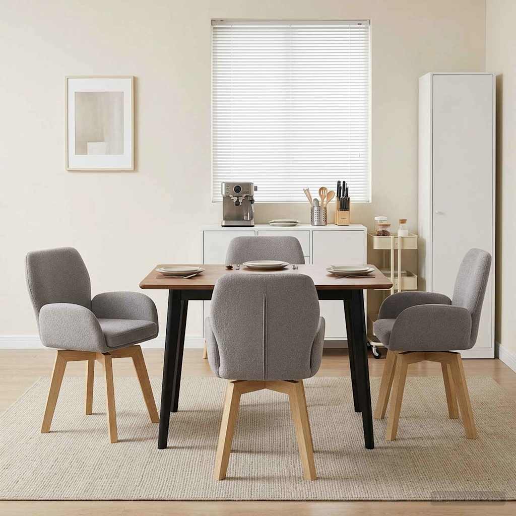 Draai Eetstoelen 4 pcs Bouclé Lichtgrijs 54 x 58 x 87 cm is nu te koop bij PeponiXL, paradijselijk wonen!