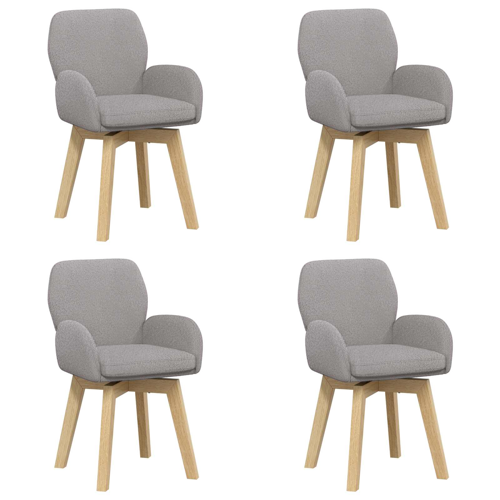 Draai Eetstoelen 4 pcs Bouclé Lichtgrijs 54 x 58 x 87 cm is nu te koop bij PeponiXL, paradijselijk wonen!