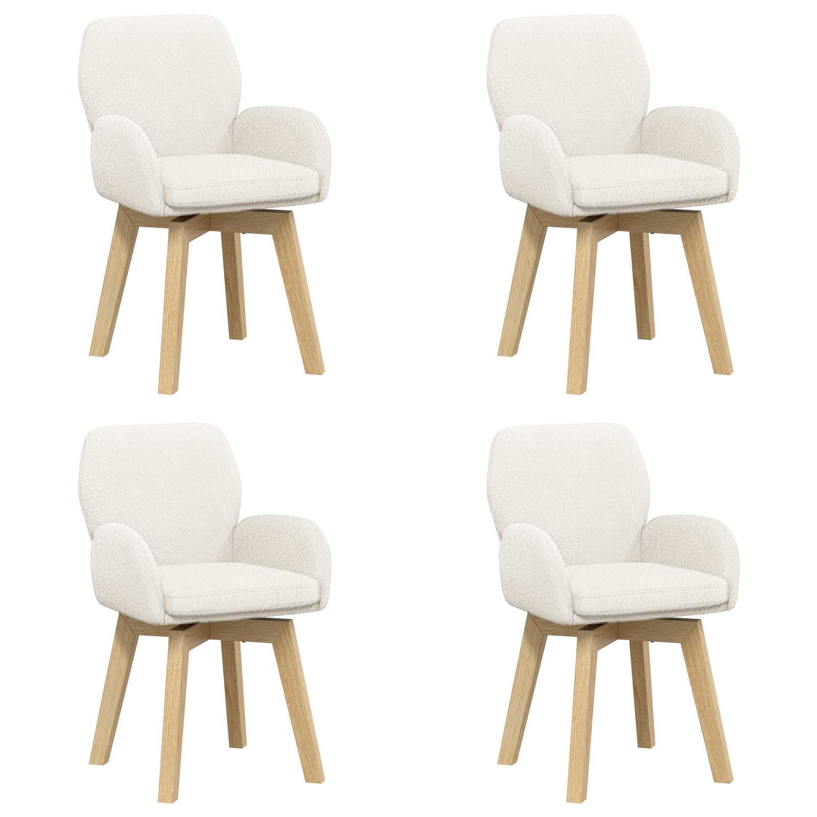 Draai Eetstoelen 4 pcs Bouclé Crèmekleurig 54 x 58 x 87 cm is nu te koop bij PeponiXL, paradijselijk wonen!
