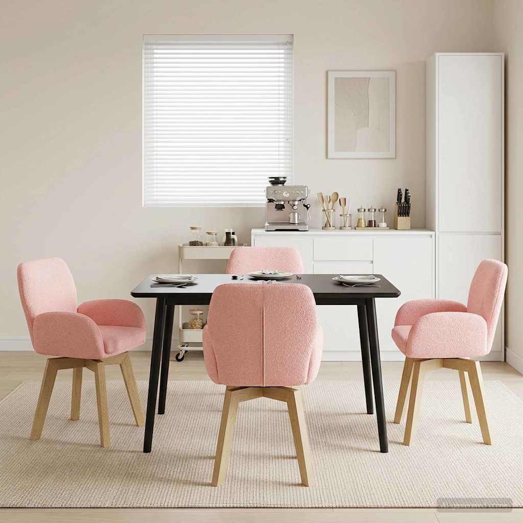 Draai Eetstoelen 4 pcs Bouclé Roze 54 x 58 x 87 cm is nu te koop bij PeponiXL, paradijselijk wonen!