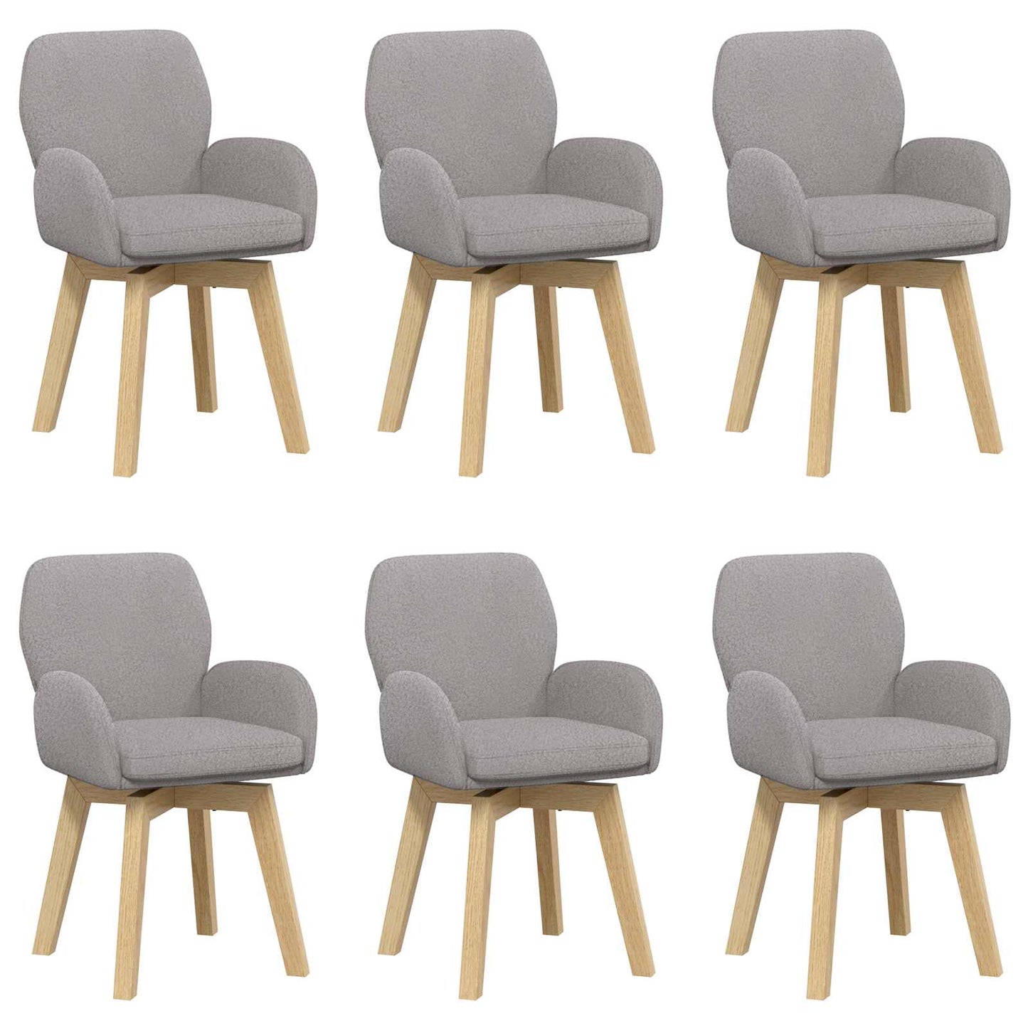 Draai Eetstoelen 6 pcs Bouclé Lichtgrijs 54 x 58 x 87 cm is nu te koop bij PeponiXL, paradijselijk wonen!
