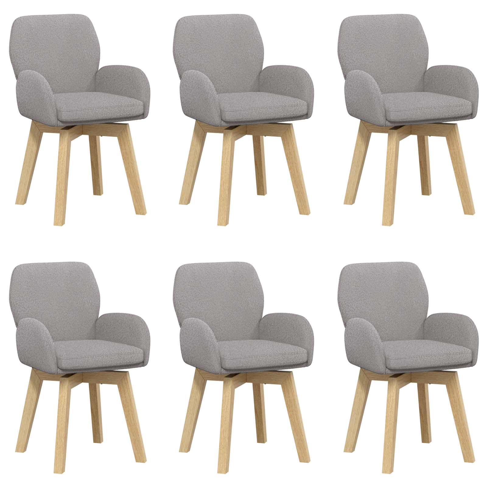 Draai Eetstoelen 6 pcs Bouclé Lichtgrijs 54 x 58 x 87 cm is nu te koop bij PeponiXL, paradijselijk wonen!