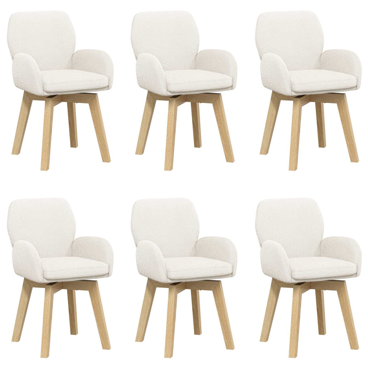 Draai Eetstoelen 6 pcs Bouclé Crèmekleurig 54 x 58 x 87 cm is nu te koop bij PeponiXL, paradijselijk wonen!