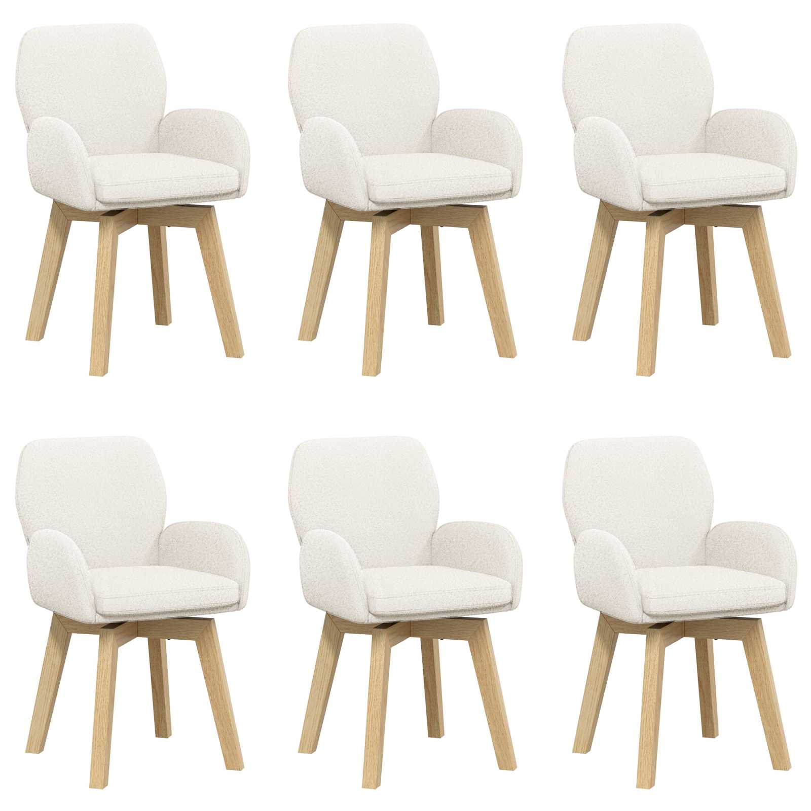 Draai Eetstoelen 6 pcs Bouclé Crèmekleurig 54 x 58 x 87 cm is nu te koop bij PeponiXL, paradijselijk wonen!