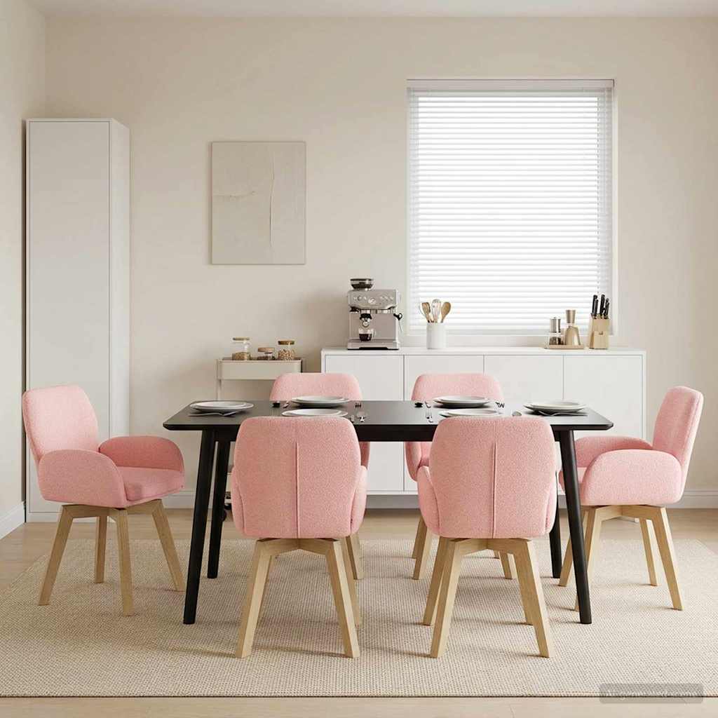 Draai Eetstoelen 6 pcs Bouclé Roze 54 x 58 x 87 cm is nu te koop bij PeponiXL, paradijselijk wonen!