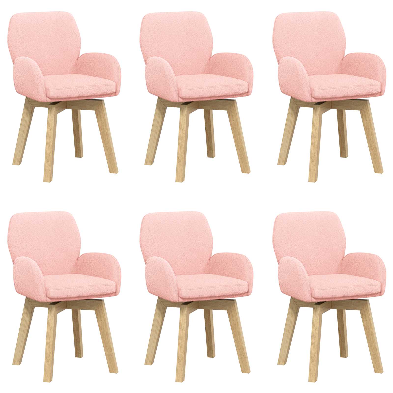 Draai Eetstoelen 6 pcs Bouclé Roze 54 x 58 x 87 cm is nu te koop bij PeponiXL, paradijselijk wonen!
