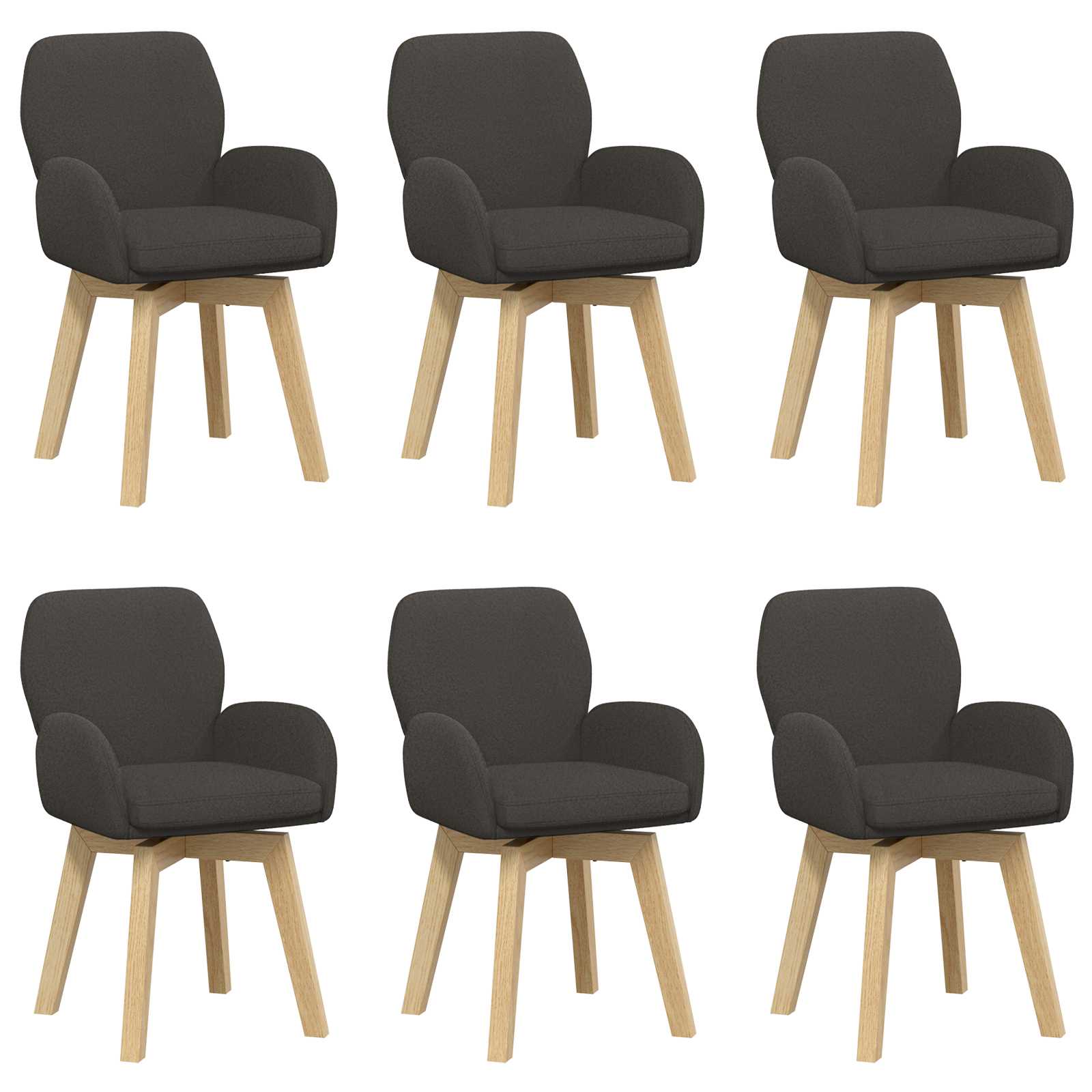 Draai Eetstoelen 6 pcs Bouclé Donkergrijs 54 x 58 x 87 cm is nu te koop bij PeponiXL, paradijselijk wonen!