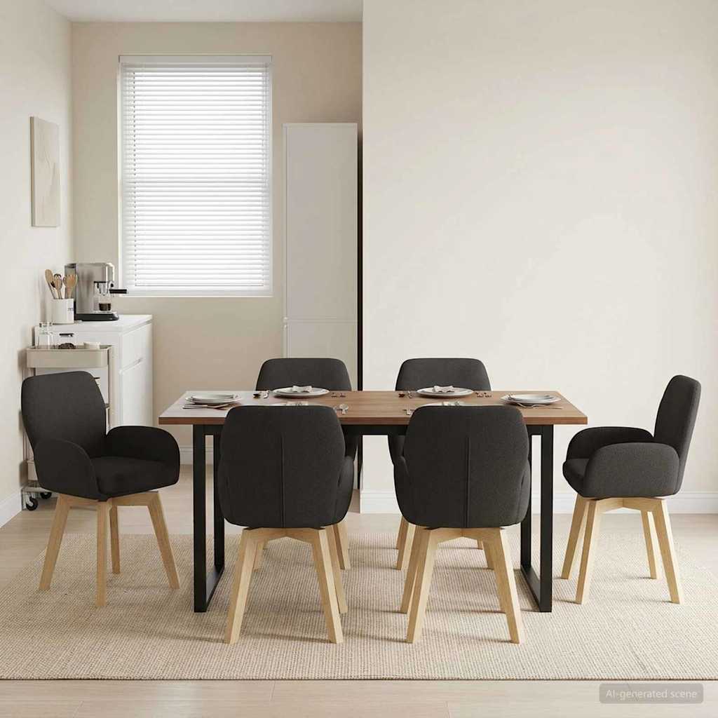 Draai Eetstoelen 6 pcs Bouclé Zwart 54 x 58 x 87 cm is nu te koop bij PeponiXL, paradijselijk wonen!