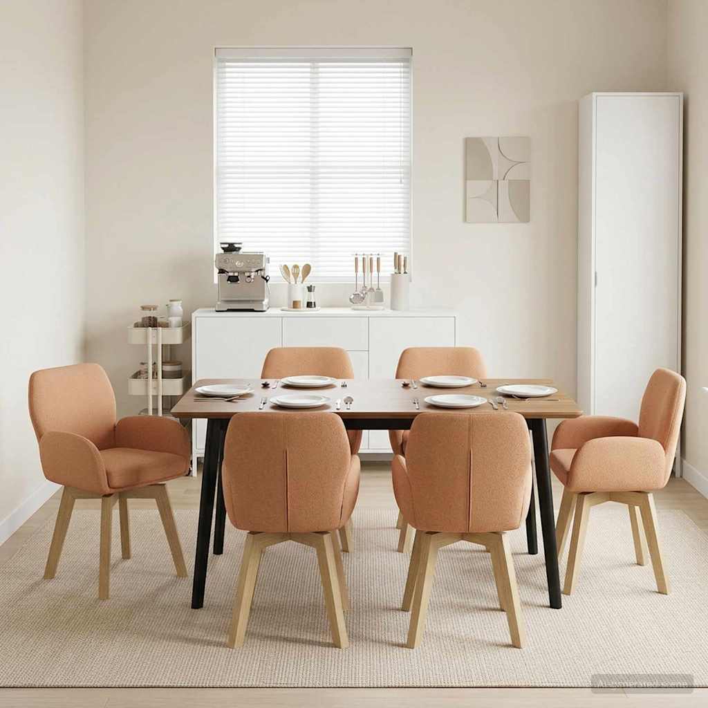 Draai Eetstoelen 6 pcs Bouclé Beige 54 x 58 x 87 cm is nu te koop bij PeponiXL, paradijselijk wonen!