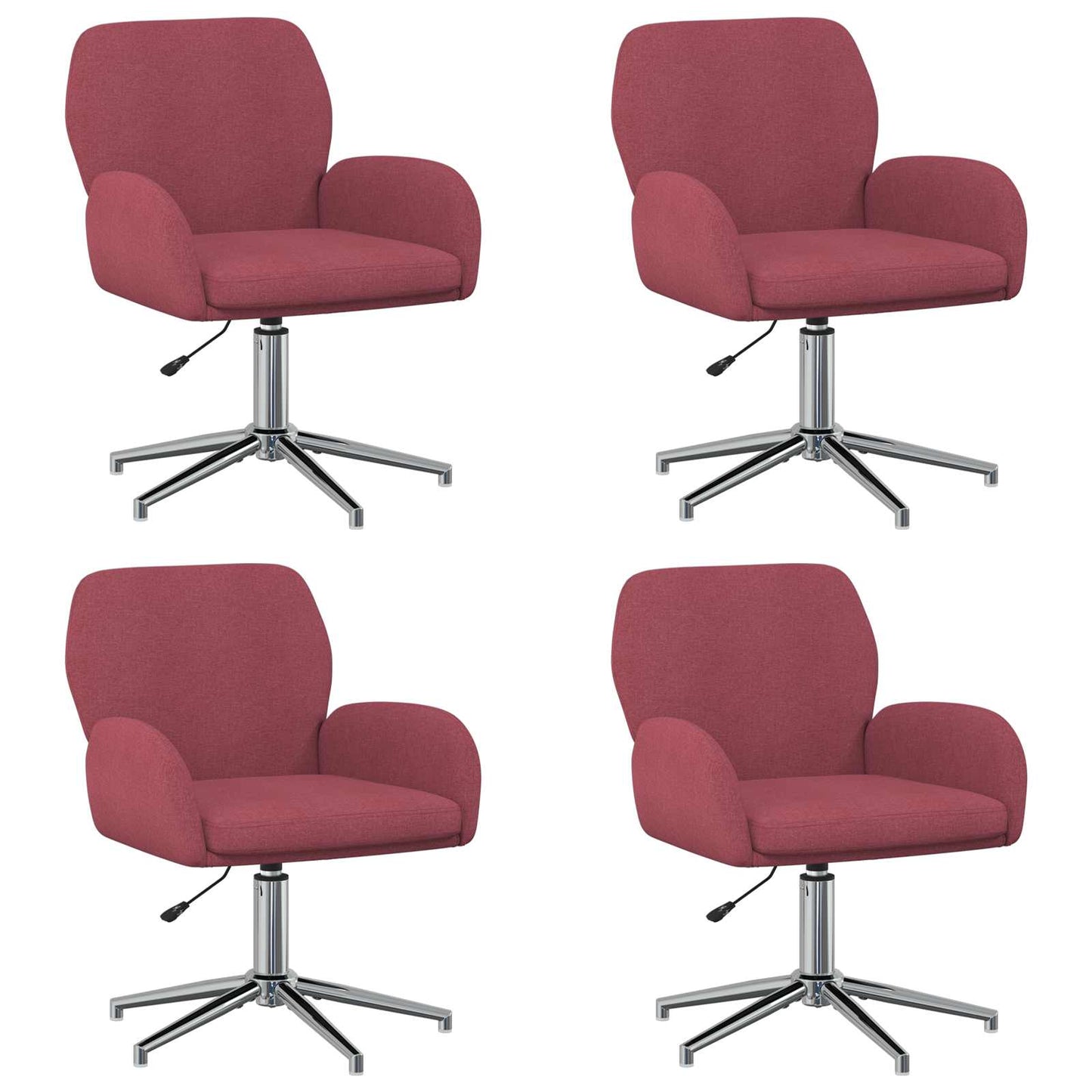 Draaiende Bureaustoelen 4 st 54 x 58 x 90 cm Wijnrood Stof