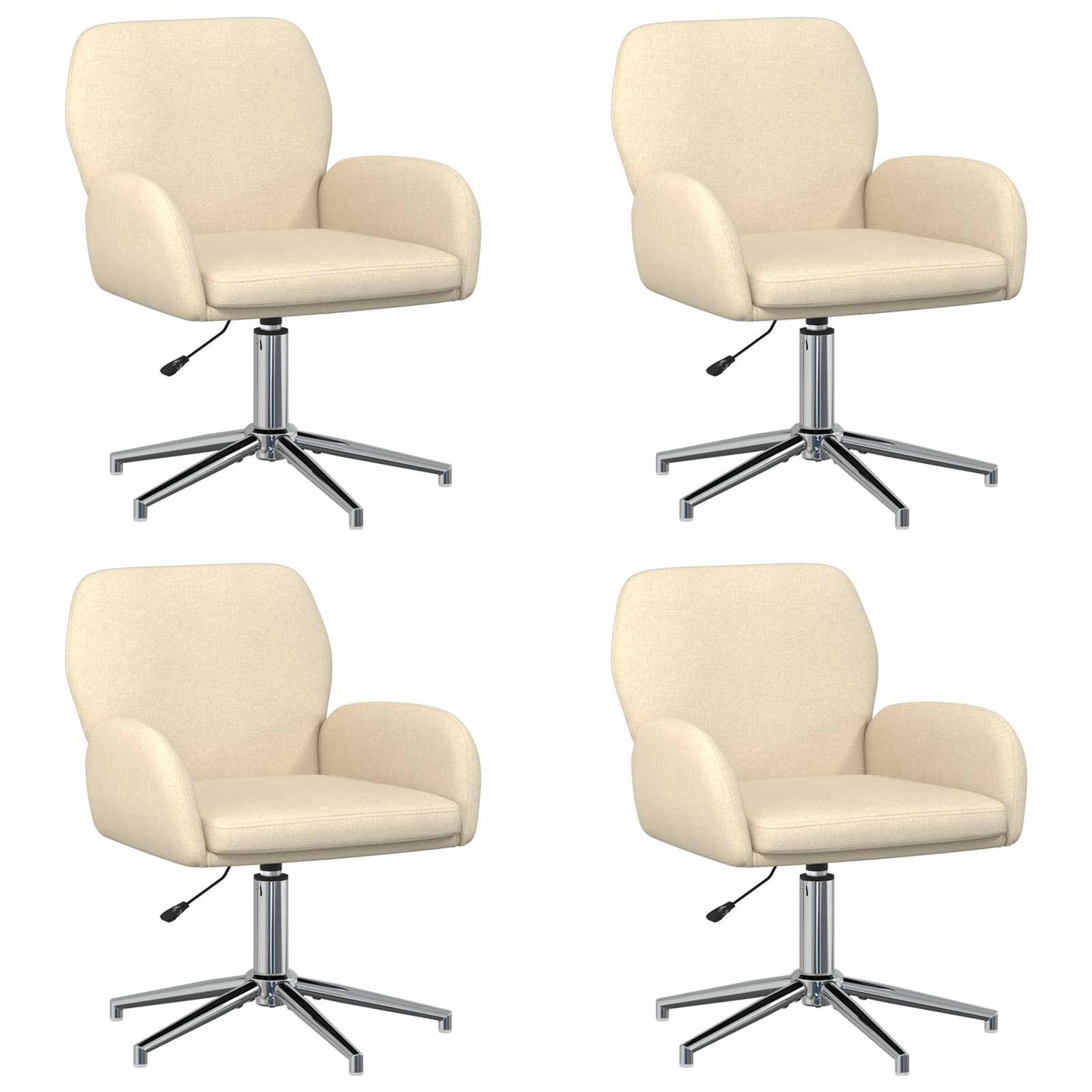 Draaiende Bureaustoelen 4 st 54 x 58 x 90 cm Crèmekleurig Stof