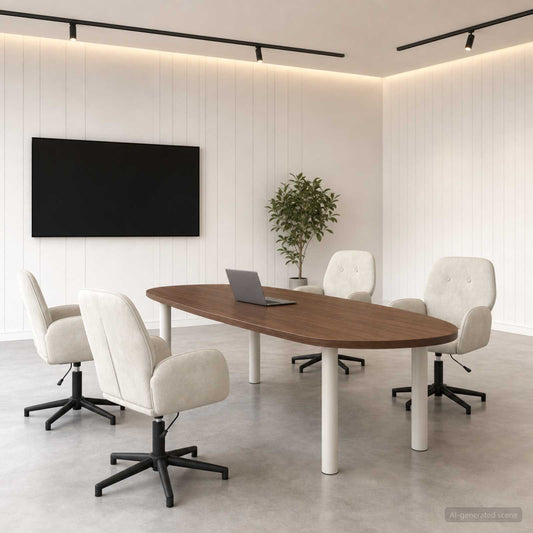 Draaiende Bureaustoelen 4 st 54 x 55 x 90 cm Crèmekleurig is nu te koop bij PeponiXL, paradijselijk wonen!
