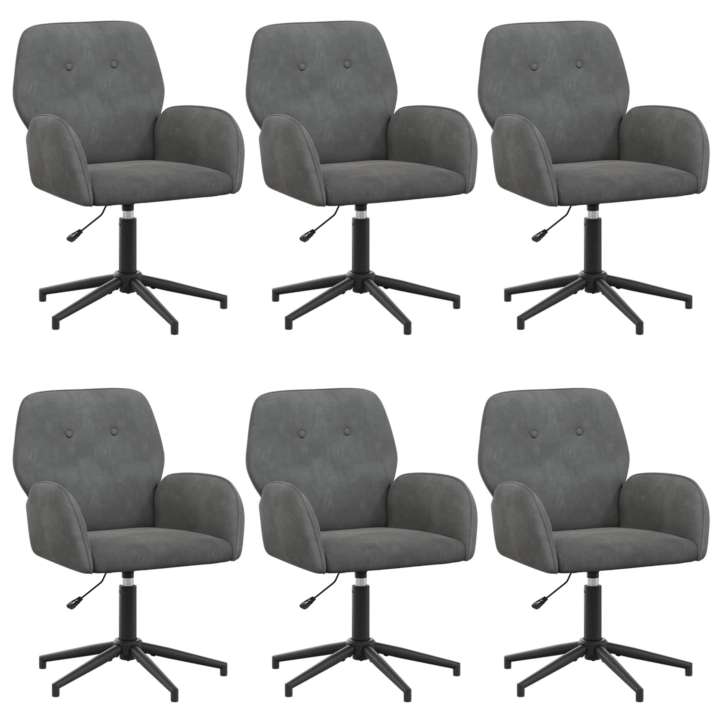 Draaiende Bureaustoelen 6 st 54 x 55 x 90 cm Donkergrijs