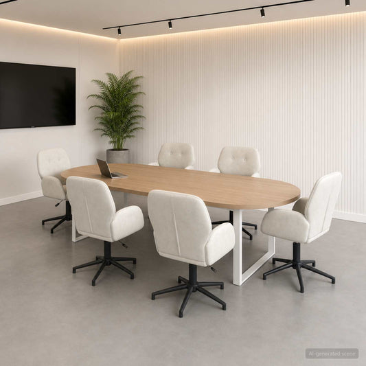 Draaiende Bureaustoelen 6 st 54 x 55 x 90 cm Crèmekleurig is nu te koop bij PeponiXL, paradijselijk wonen!