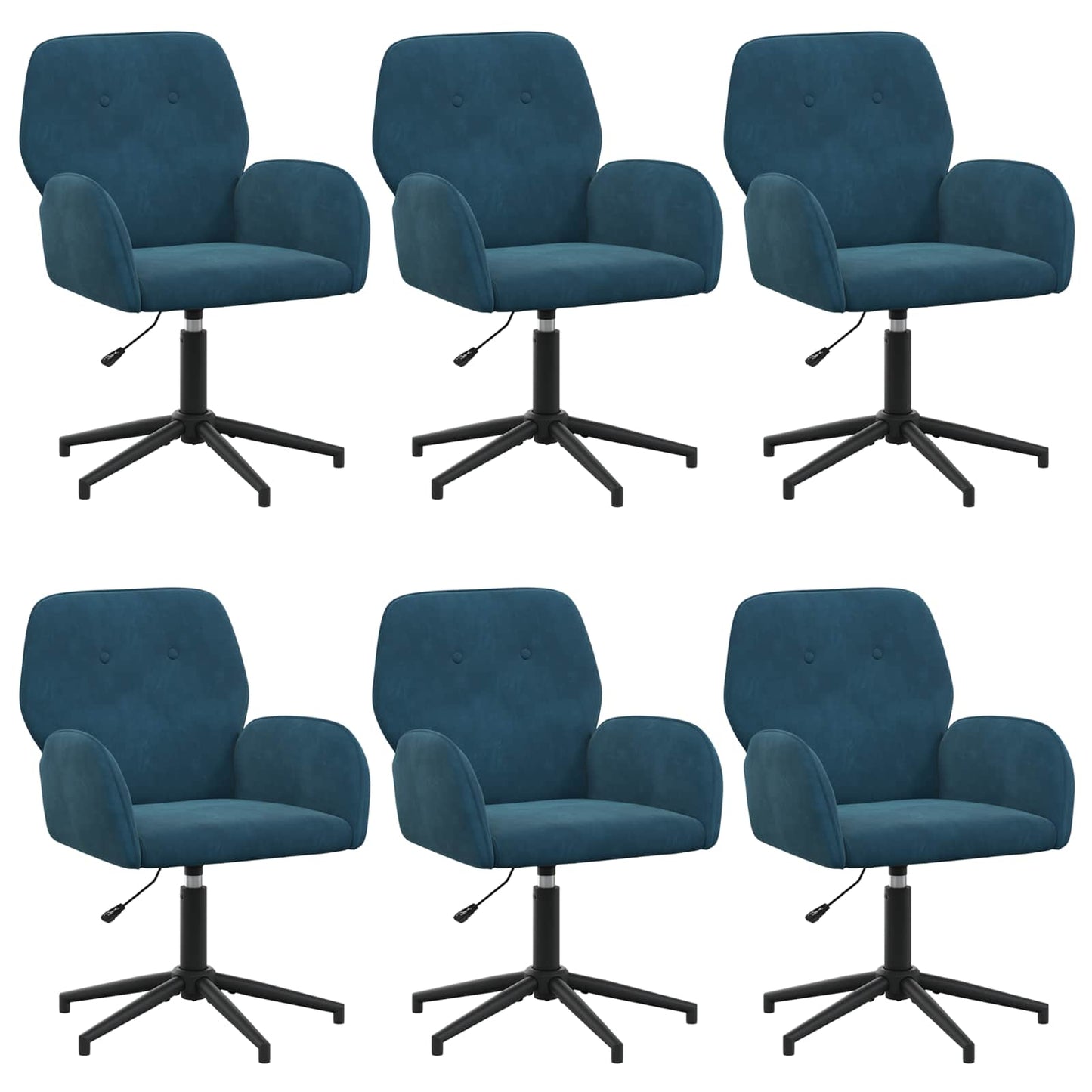 Draaiende Bureaustoelen 6 st 54 x 55 x 90 cm Blauw fluweel