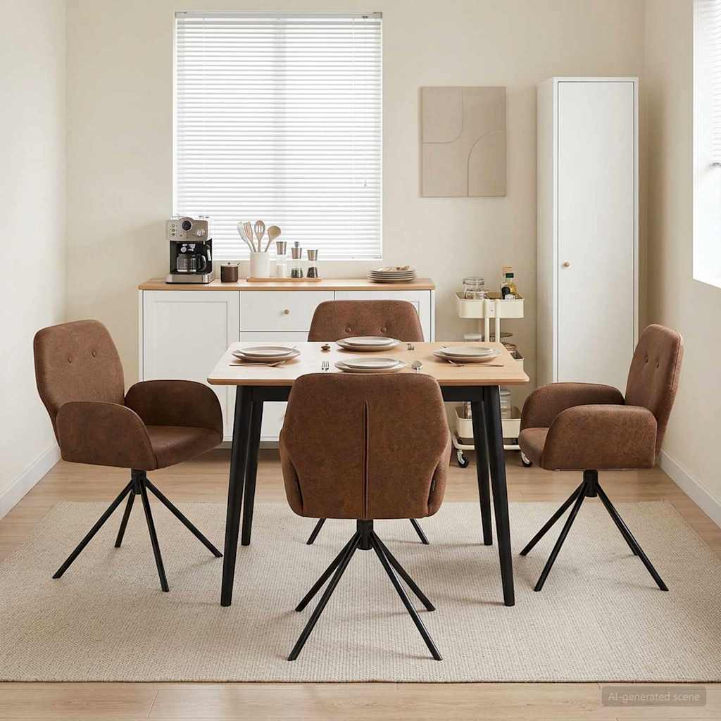 Draai Eetstoelen 4 pcs Nep Suede Leer Bruin 54 x 55 x 86 cm is nu te koop bij PeponiXL, paradijselijk wonen!