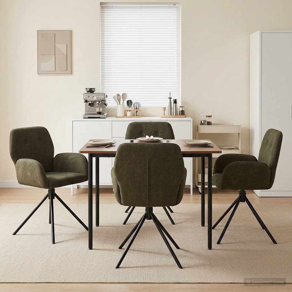 Draai Eetstoelen 4 pcs Nep Suede Leer Legergroen is nu te koop bij PeponiXL, paradijselijk wonen!