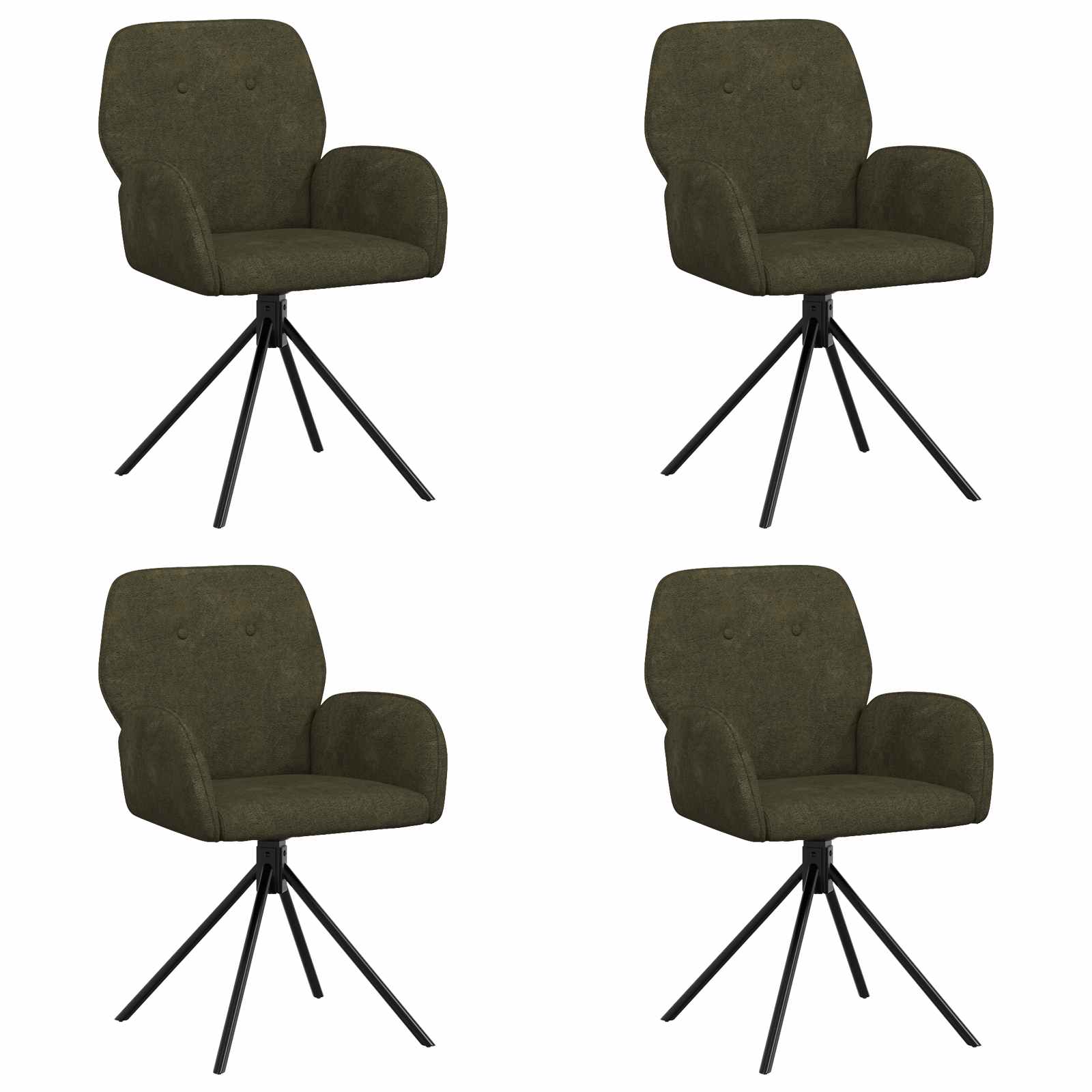 Draai Eetstoelen 4 pcs Nep Suede Leer Legergroen is nu te koop bij PeponiXL, paradijselijk wonen!
