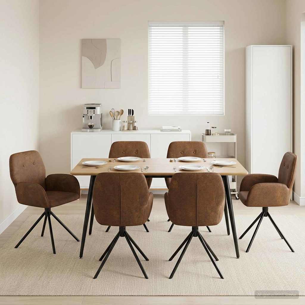 Draai Eetstoelen 6 pcs Nep Suede Leer Bruin 54 x 55 x 86 cm is nu te koop bij PeponiXL, paradijselijk wonen!