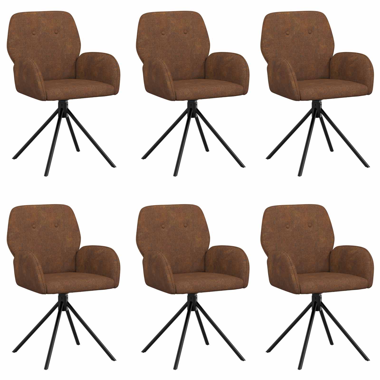 Draai Eetstoelen 6 pcs Nep Suede Leer Bruin 54 x 55 x 86 cm is nu te koop bij PeponiXL, paradijselijk wonen!