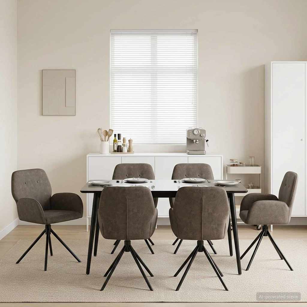 Draai Eetstoelen 6 pcs Nep Suede Leer Donkergrijs is nu te koop bij PeponiXL, paradijselijk wonen!