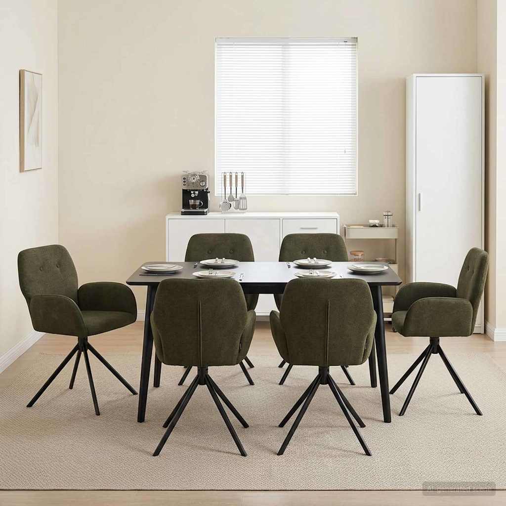 Draai Eetstoelen 6 pcs Nep Suede Leer Legergroen is nu te koop bij PeponiXL, paradijselijk wonen!