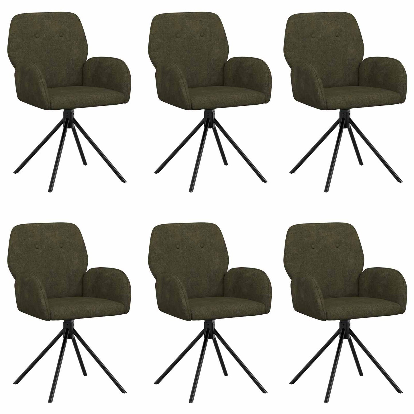 Draai Eetstoelen 6 pcs Nep Suede Leer Legergroen is nu te koop bij PeponiXL, paradijselijk wonen!