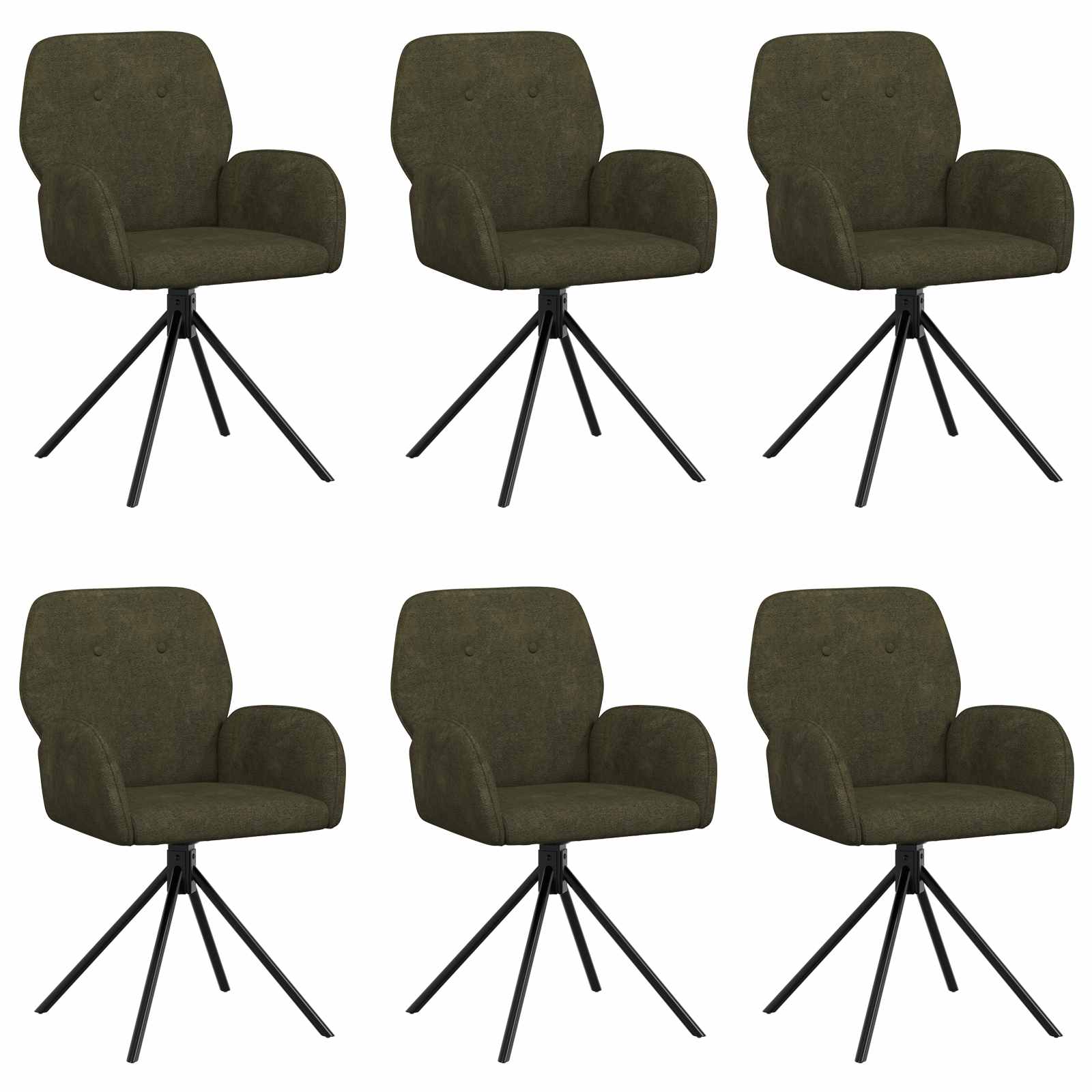 Draai Eetstoelen 6 pcs Nep Suede Leer Legergroen is nu te koop bij PeponiXL, paradijselijk wonen!