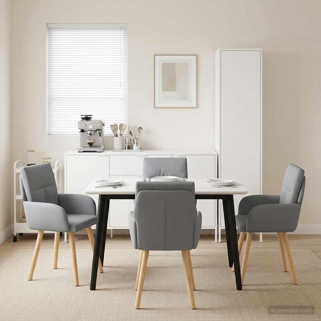 Eettafelstoelen 4 pcs Stof Lichtgrijs 60 x 56 x 96 cm is nu te koop bij PeponiXL, paradijselijk wonen!