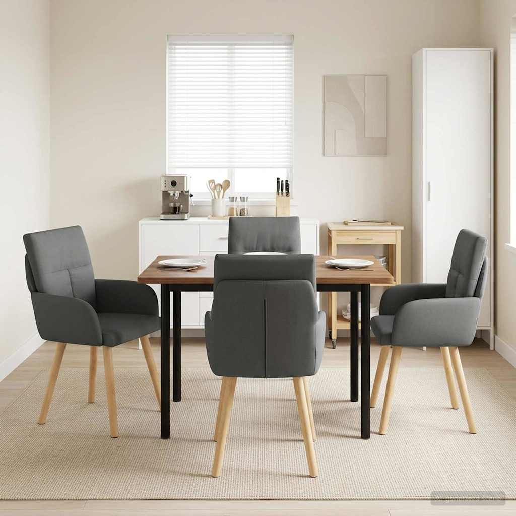 Eettafelstoelen 4 pcs Stof Donkergrijs 60 x 56 x 96 cm is nu te koop bij PeponiXL, paradijselijk wonen!