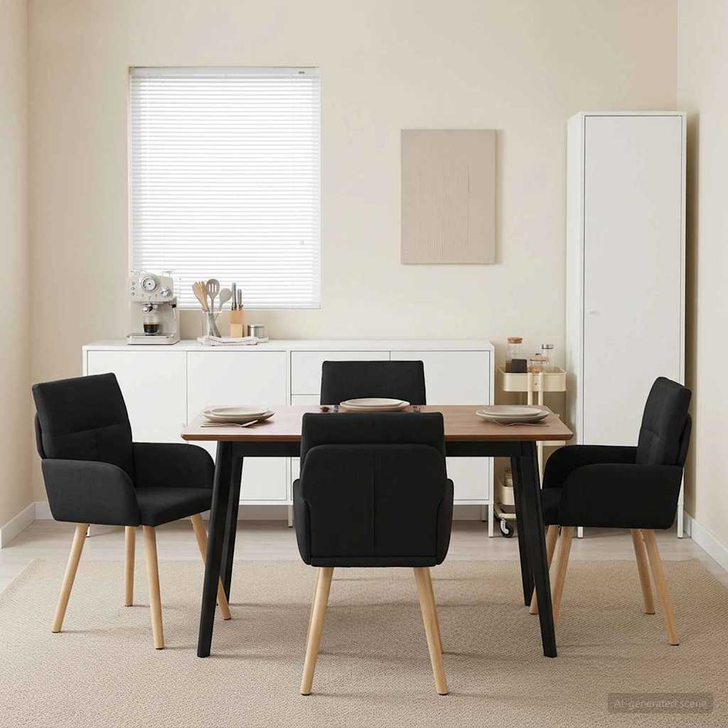 Eettafelstoelen 4 pcs Stof Zwart 60 x 56 x 96 cm is nu te koop bij PeponiXL, paradijselijk wonen!