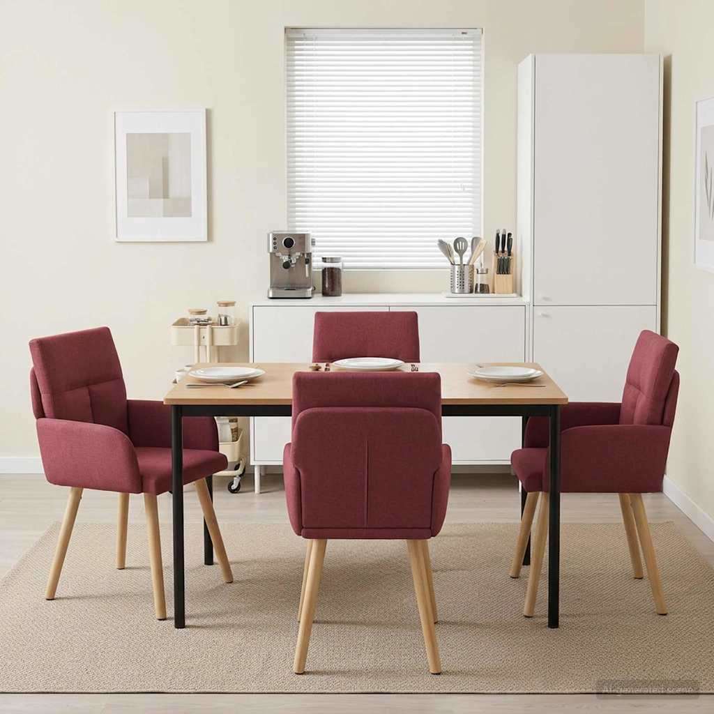 Eettafelstoelen 4 pcs Stof Wijnrood 60 x 56 x 96 cm is nu te koop bij PeponiXL, paradijselijk wonen!