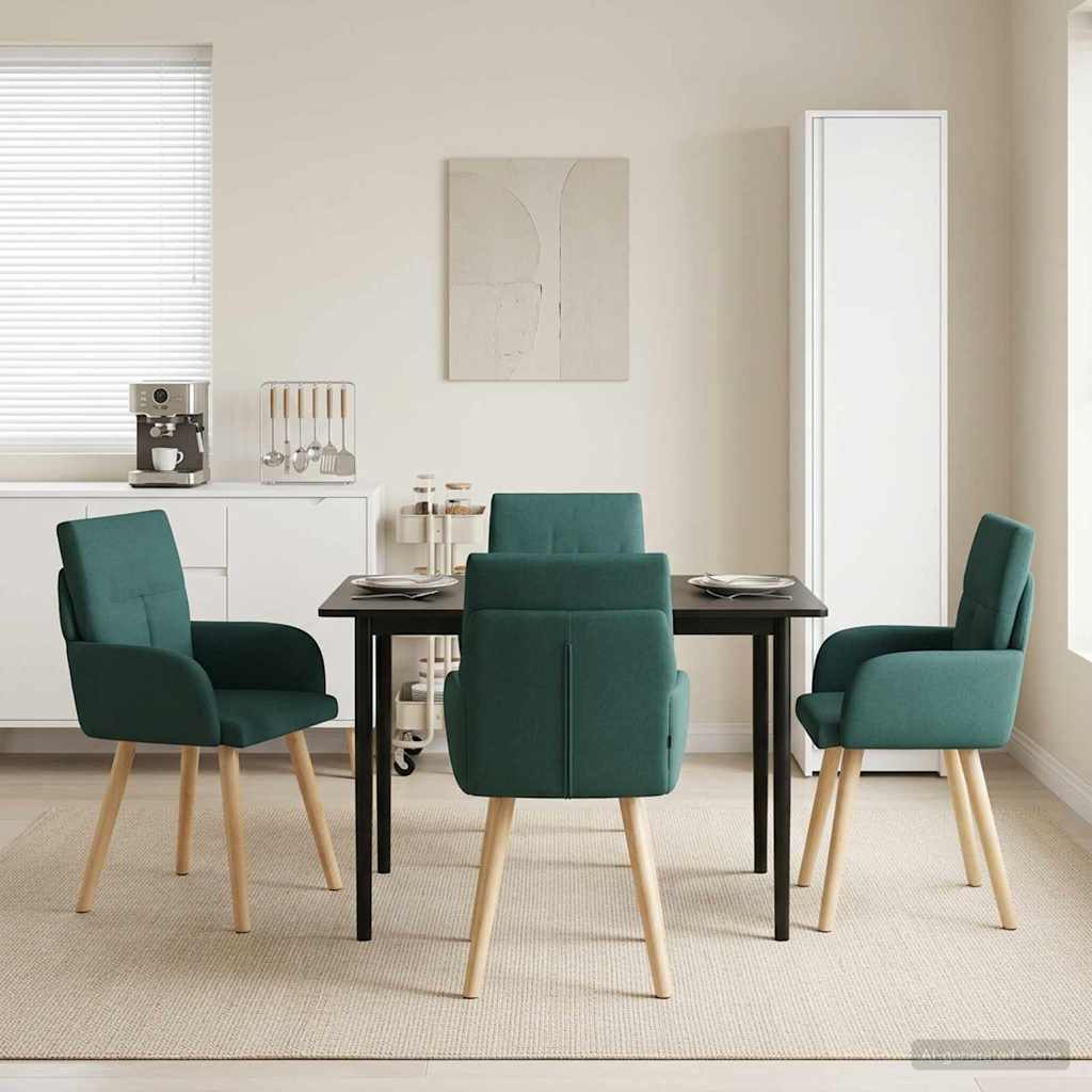Eettafelstoelen 4 pcs Stof Donkergroen 60 x 56 x 96 cm is nu te koop bij PeponiXL, paradijselijk wonen!