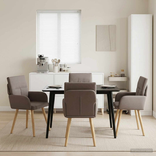 Eettafelstoelen 4 pcs Stof Taupe 60 x 56 x 96 cm is nu te koop bij PeponiXL, paradijselijk wonen!